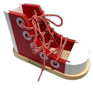 MELISSA and DOUG Deluxe Wood Lacing Sneaker Learn to Tie a Shoe Educational